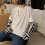 Korean T-shirts Black White Striped Hip Hop