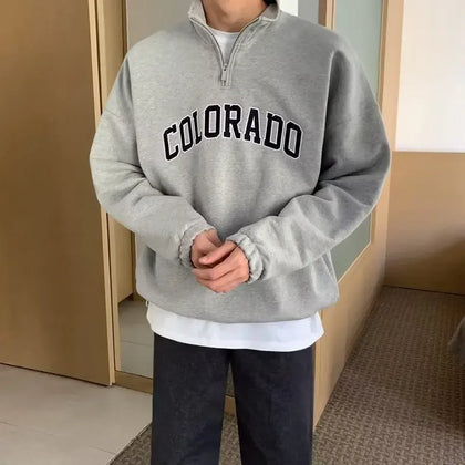Sportliches Rollkragen-Sweatshirt mit halbem Reißverschluss