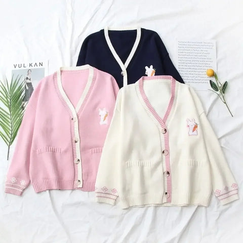 Sweet Embroidery V-Neck Cardigan