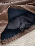 Korean Skirt Leather Cross Folds