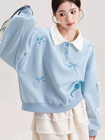 Chic Bow Print Sweatshirt