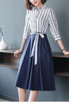 Korean Dress Blauer & weißer Stil