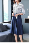 Korean Dress Blauer & weißer Stil
