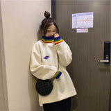 Korean Hoodie Regenbogen Rundhalsausschnitt