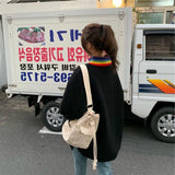 Korean Hoodie Regenbogen Rundhalsausschnitt