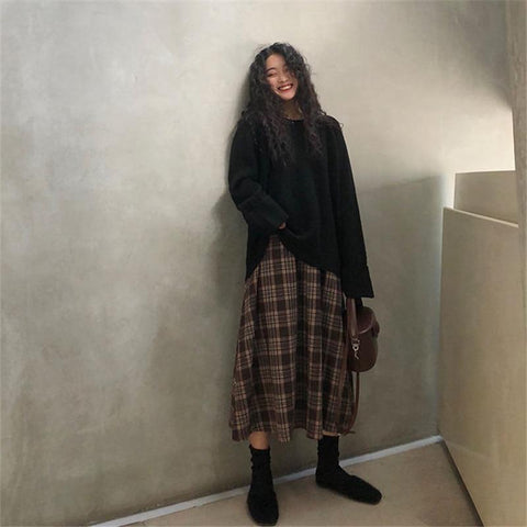Korean Skirt Lang für Studenten